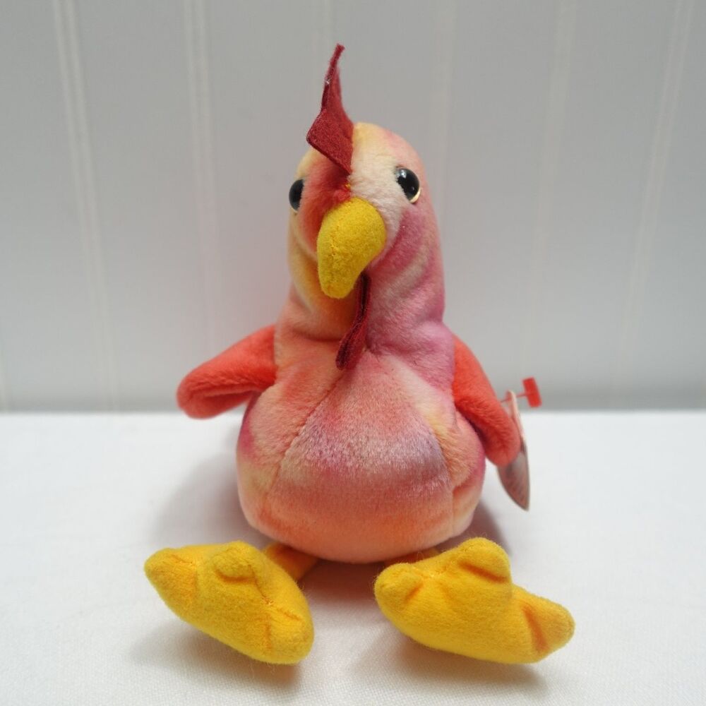 Ty Strut Beanie Babies Rooster Tie-Dye Plush Original Retired